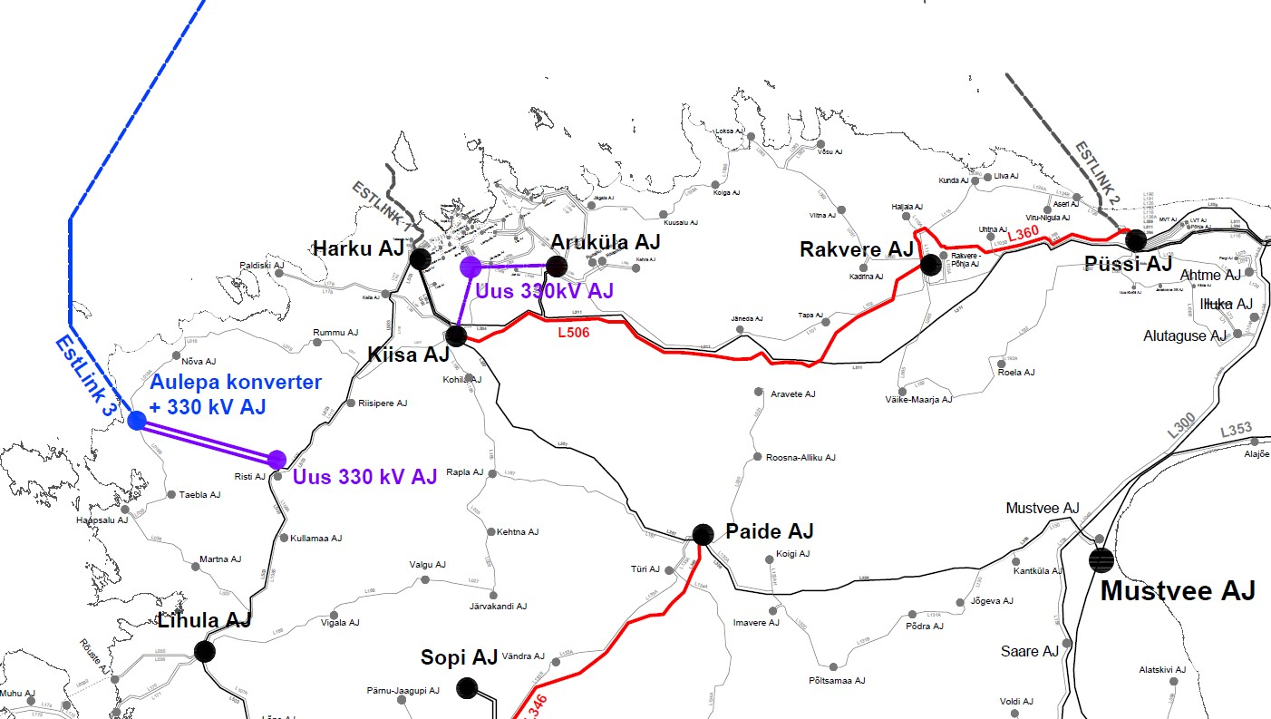 Seoses EstLink 3 rajamisega tuleb tugevdada olemasolevat võrku. Võrgu üldine plaan.